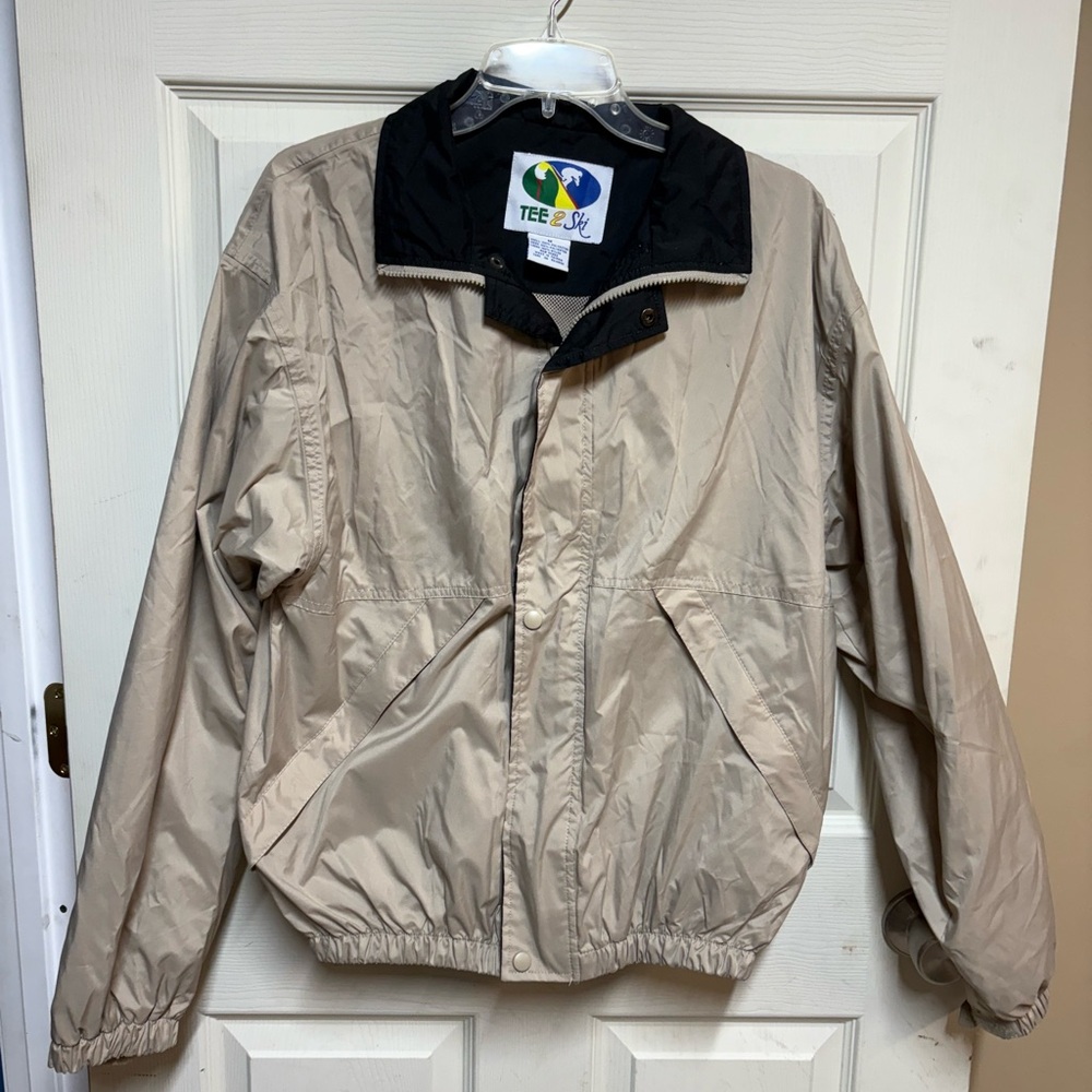 Beige Windbreaker Jacket & Pants Set  Men’s Size Medium